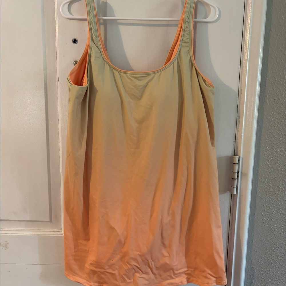 Lands' End Swim Dress XL/18 Peach Ombre NWOT